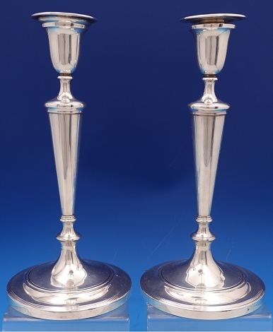 Candlesticks pair London 1916 by Crichton Bros #9362 11 1/4